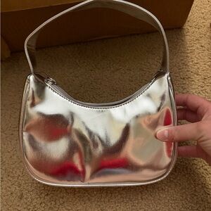 Girls Metallic Silver Shoulder Bag Art Class
